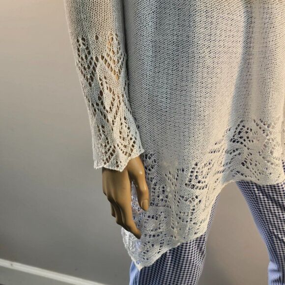 BCBGMaxazria Long Sleeve Sweater Wrap White Open Front Knit Cover Up Sz XS - Picture 7 of 12